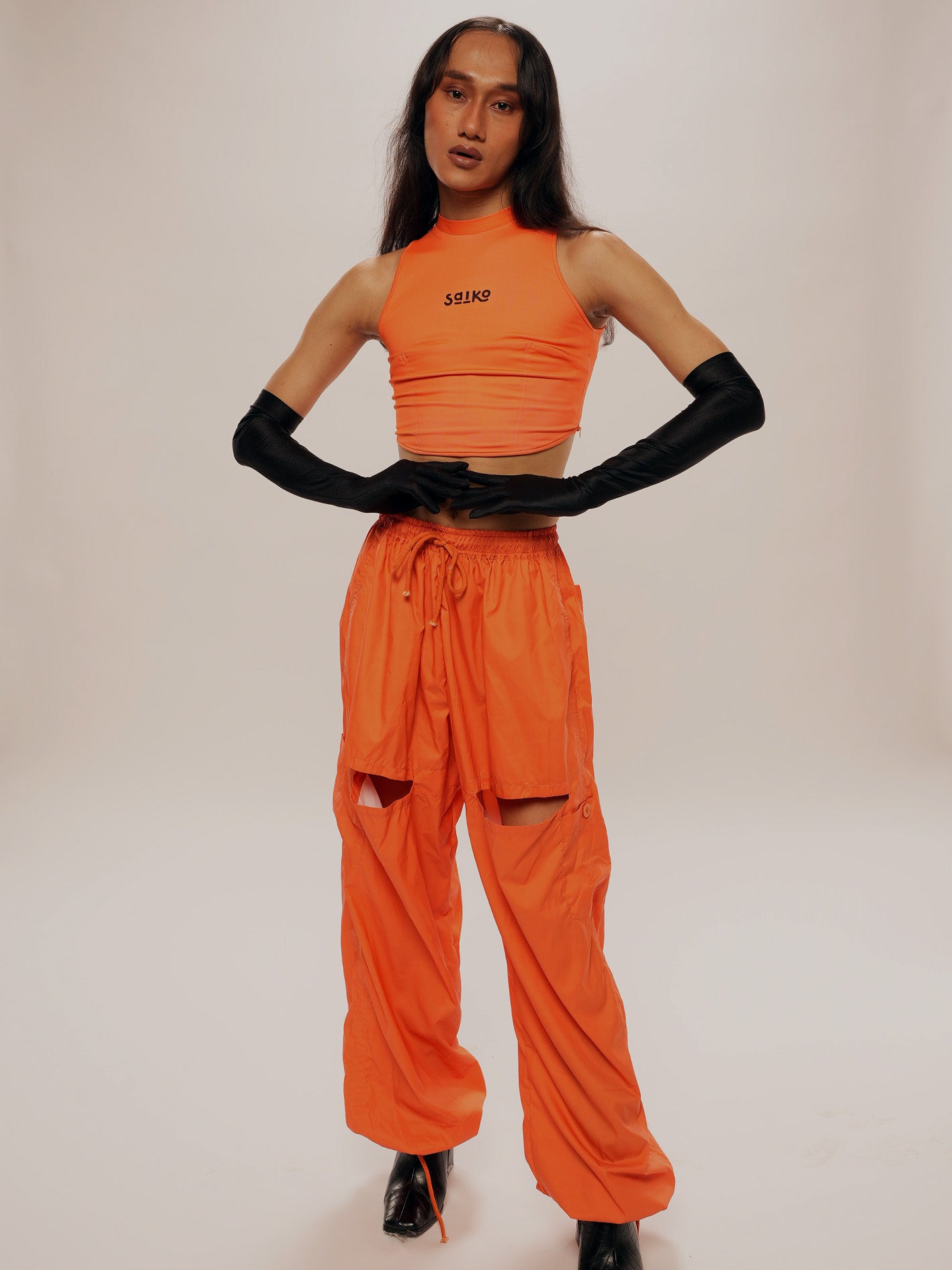 Neon cut out Parachute Trousers