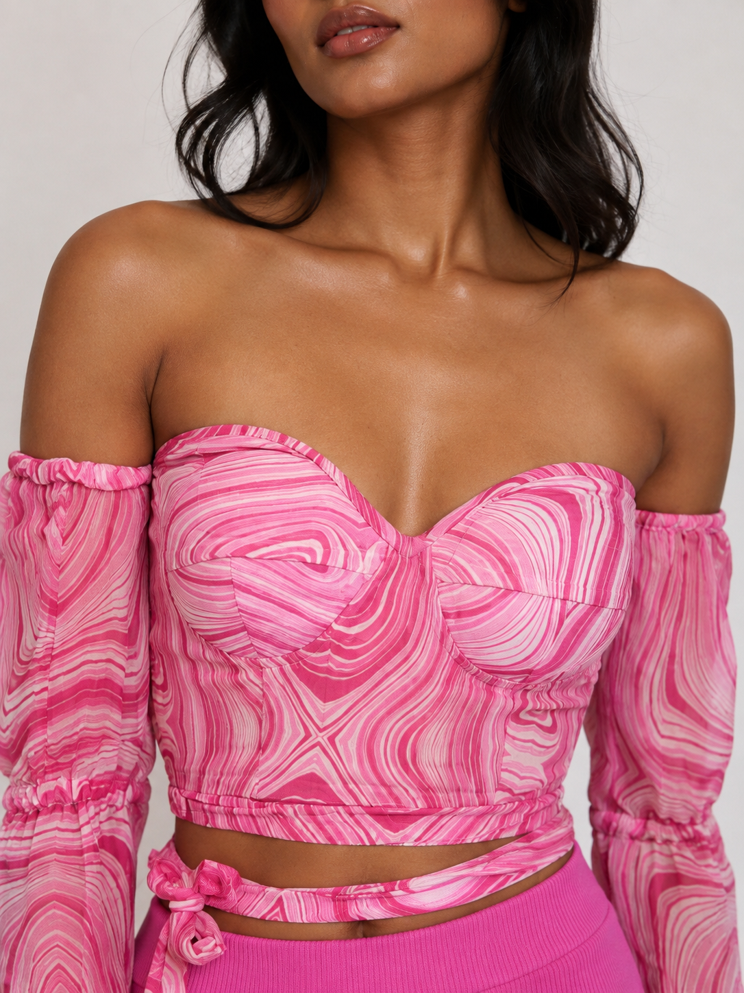 PINK CORSET TOP BACK TIE