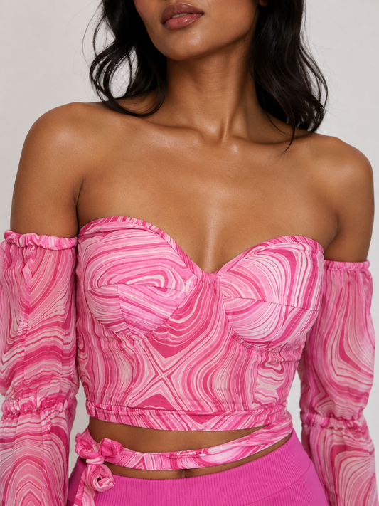 PINK CORSET TOP BACK TIE