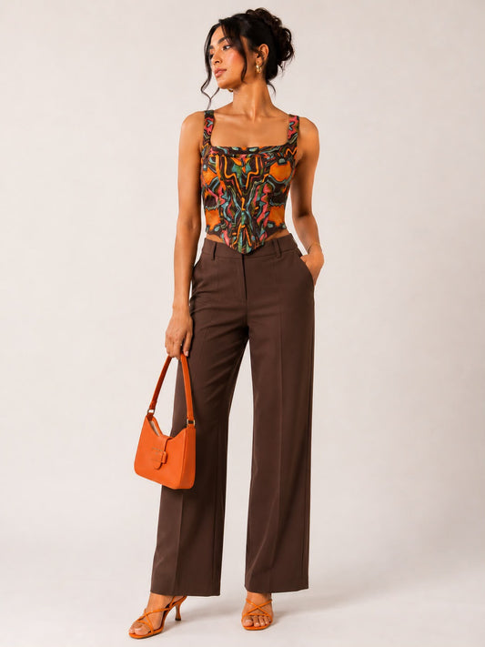 BROWN TRIBAL VELVET CORSET