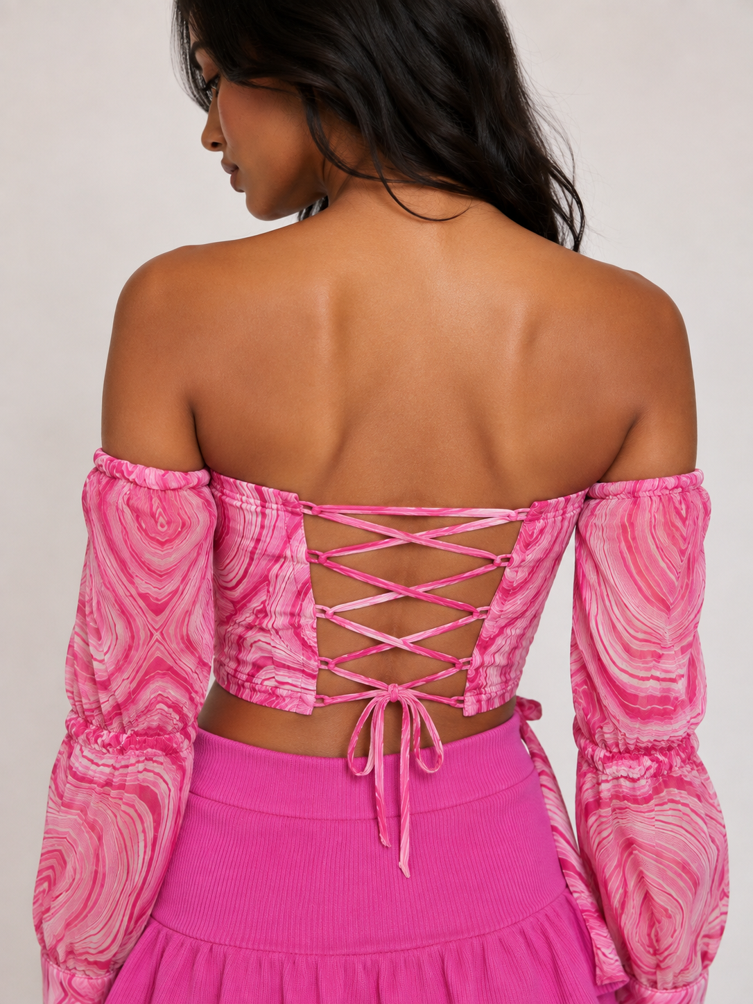 PINK CORSET TOP BACK TIE