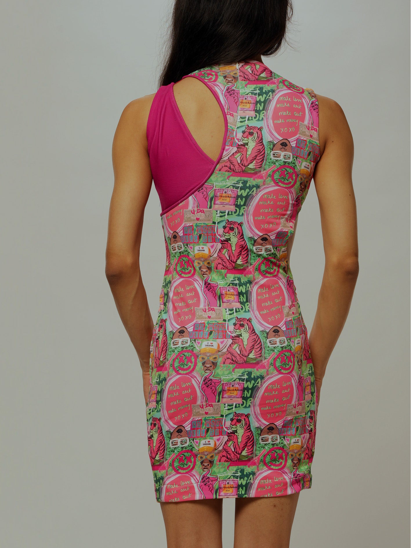 Tiger cut out bodycon dress