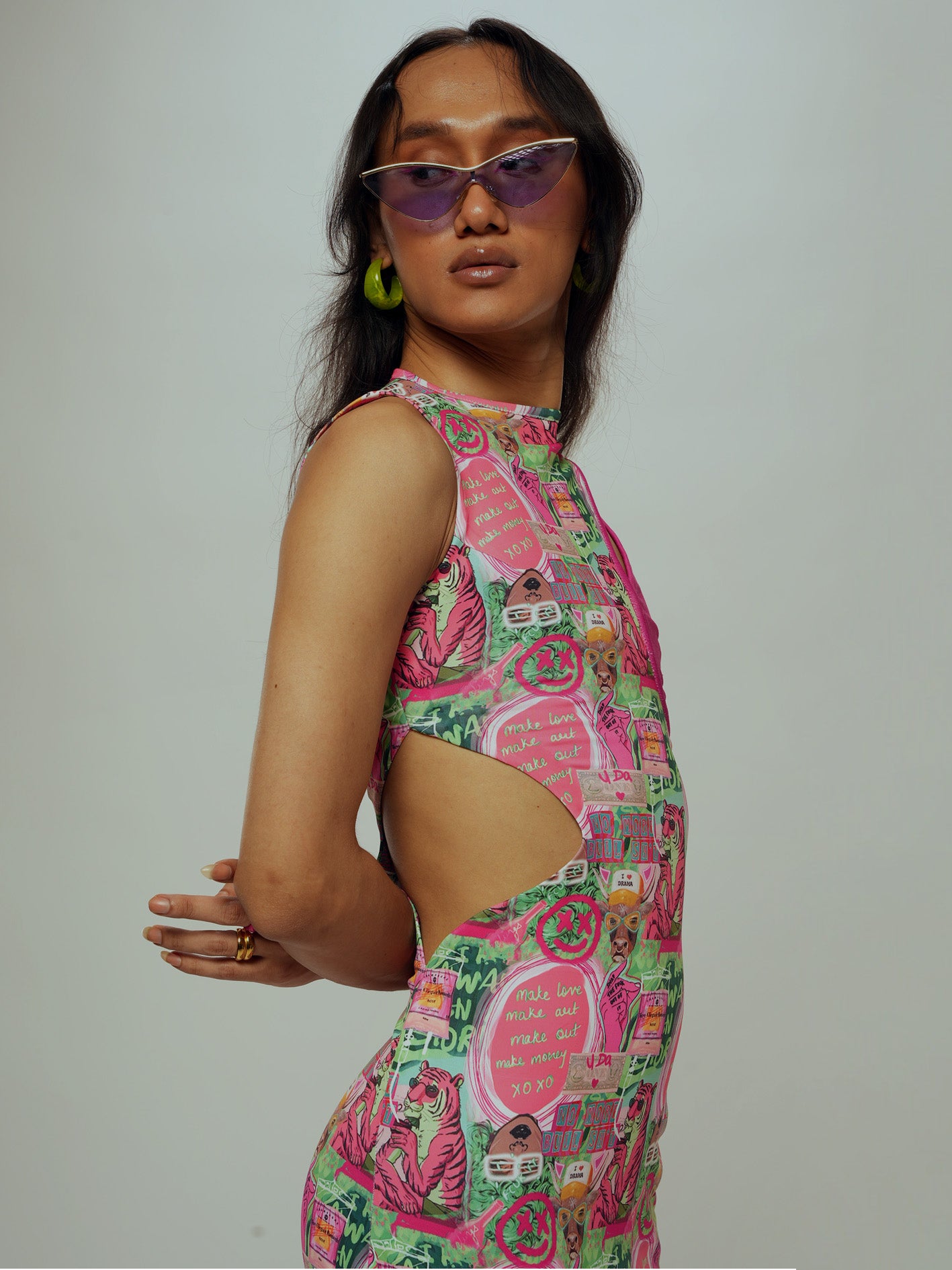 Tiger cut out bodycon dress
