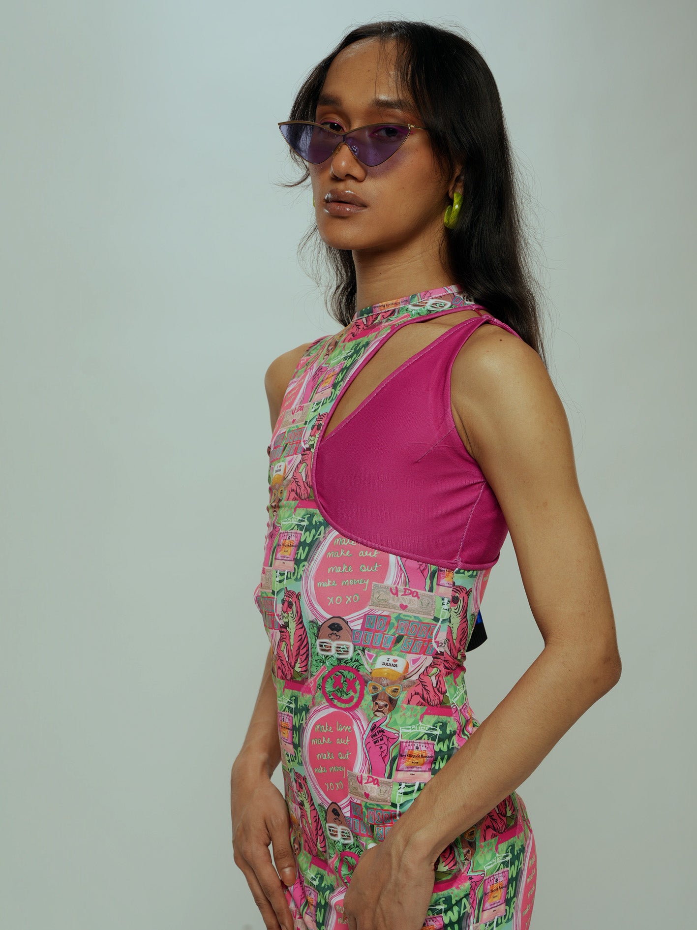 Tiger cut out bodycon dress