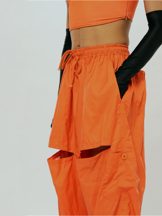 Neon cut out Parachute Trousers