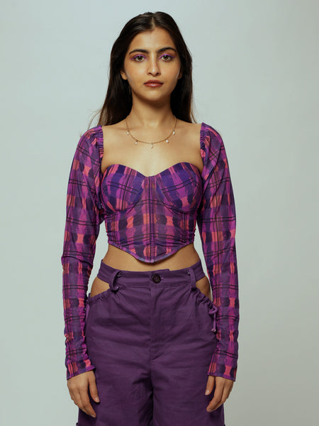 Violet mesh corset top