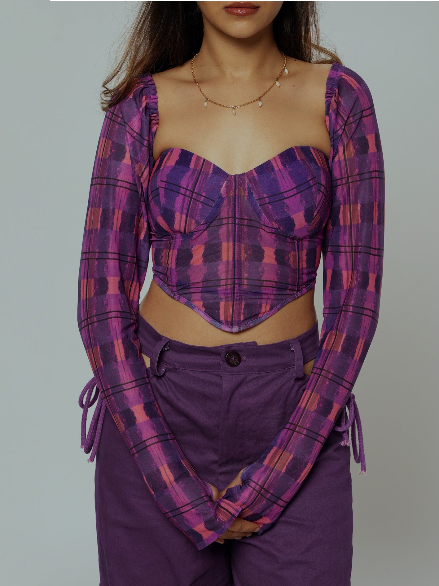 Violet mesh corset top