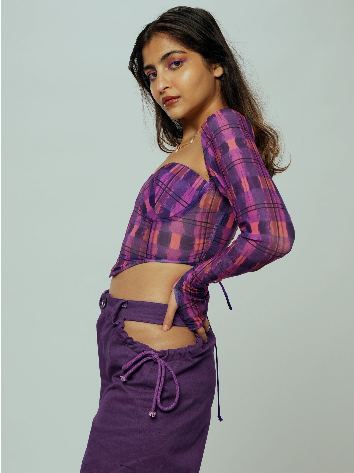 Violet mesh corset top