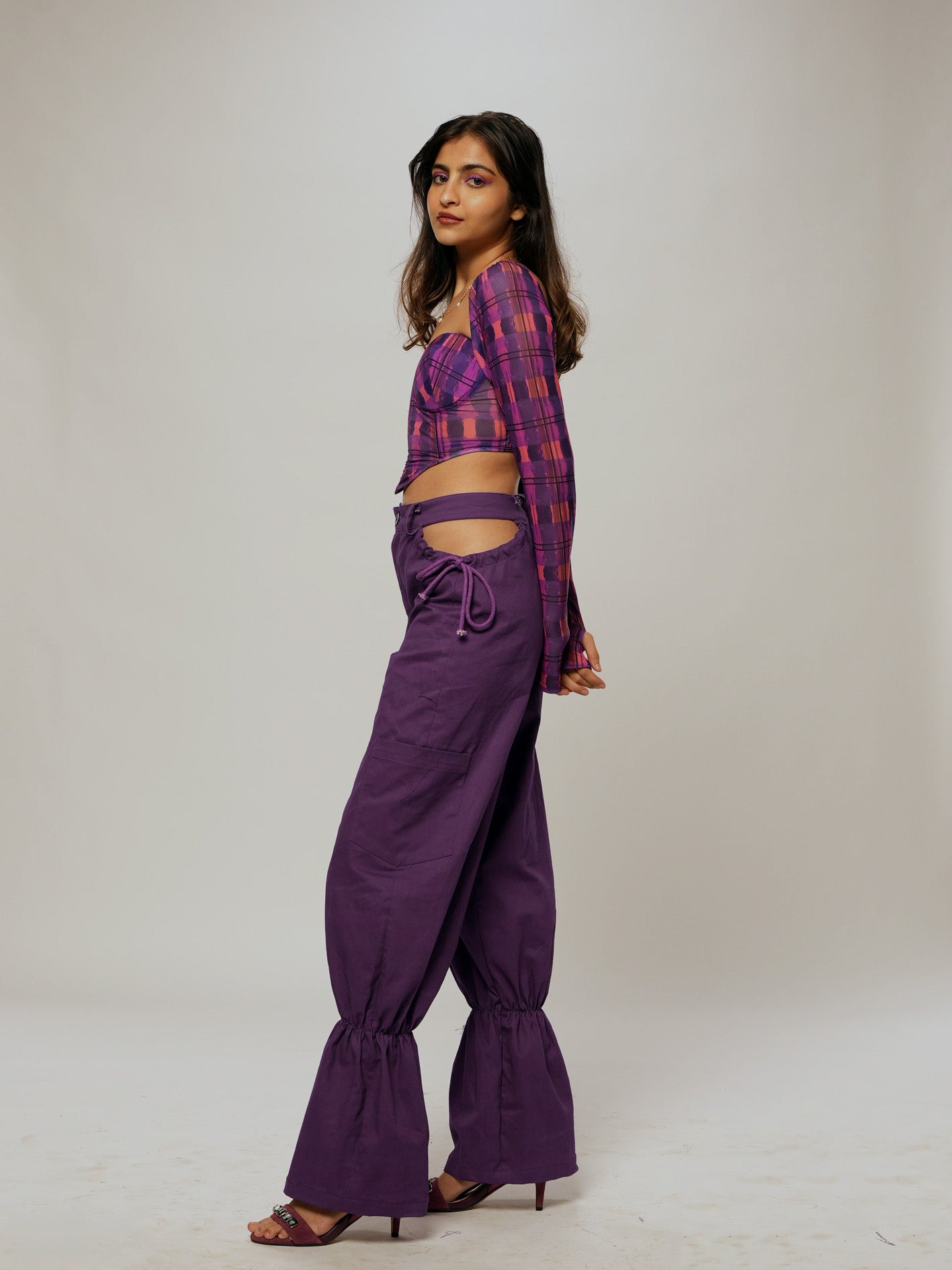 Violet mesh corset top