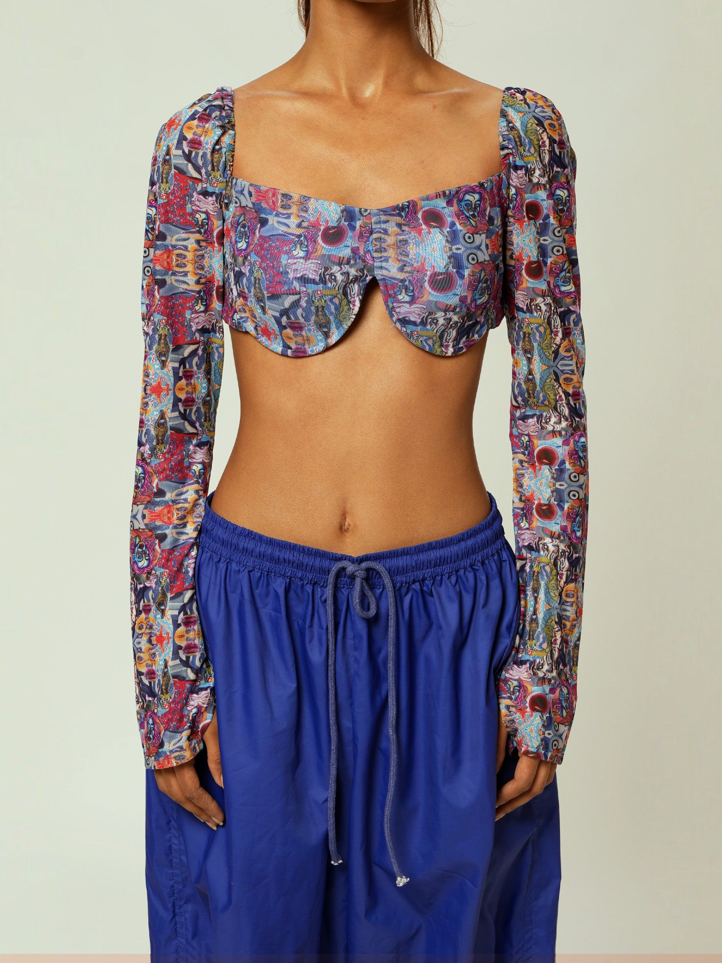 Electric blue parachute trousers