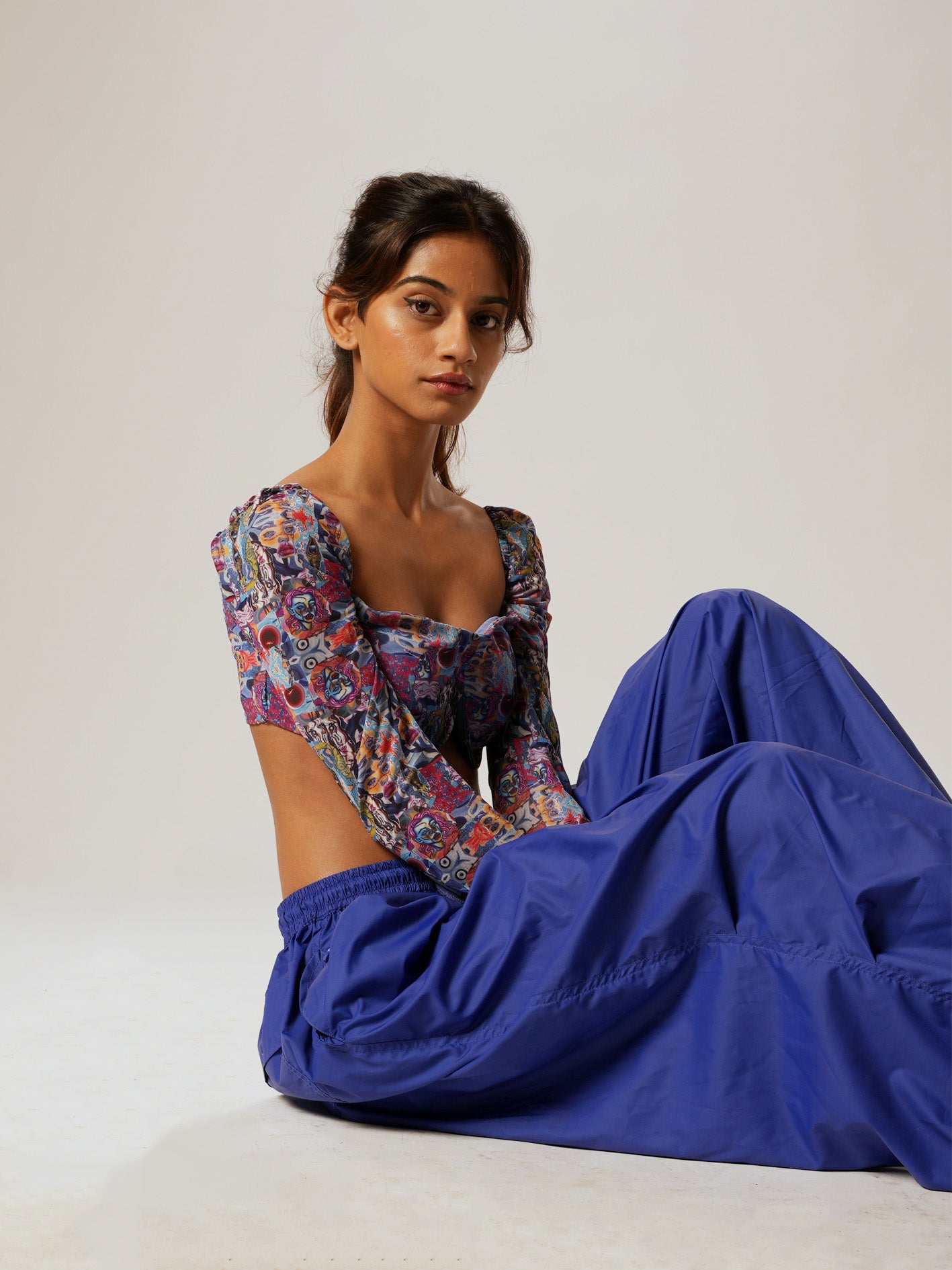 Electric blue parachute trousers