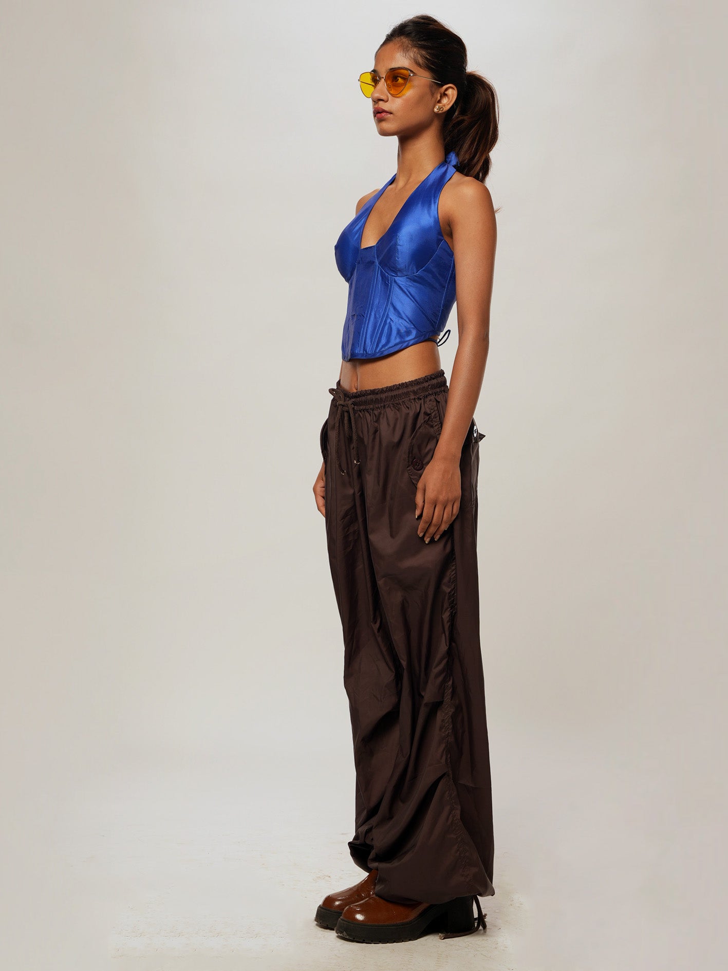 Brown Parachute trousers.