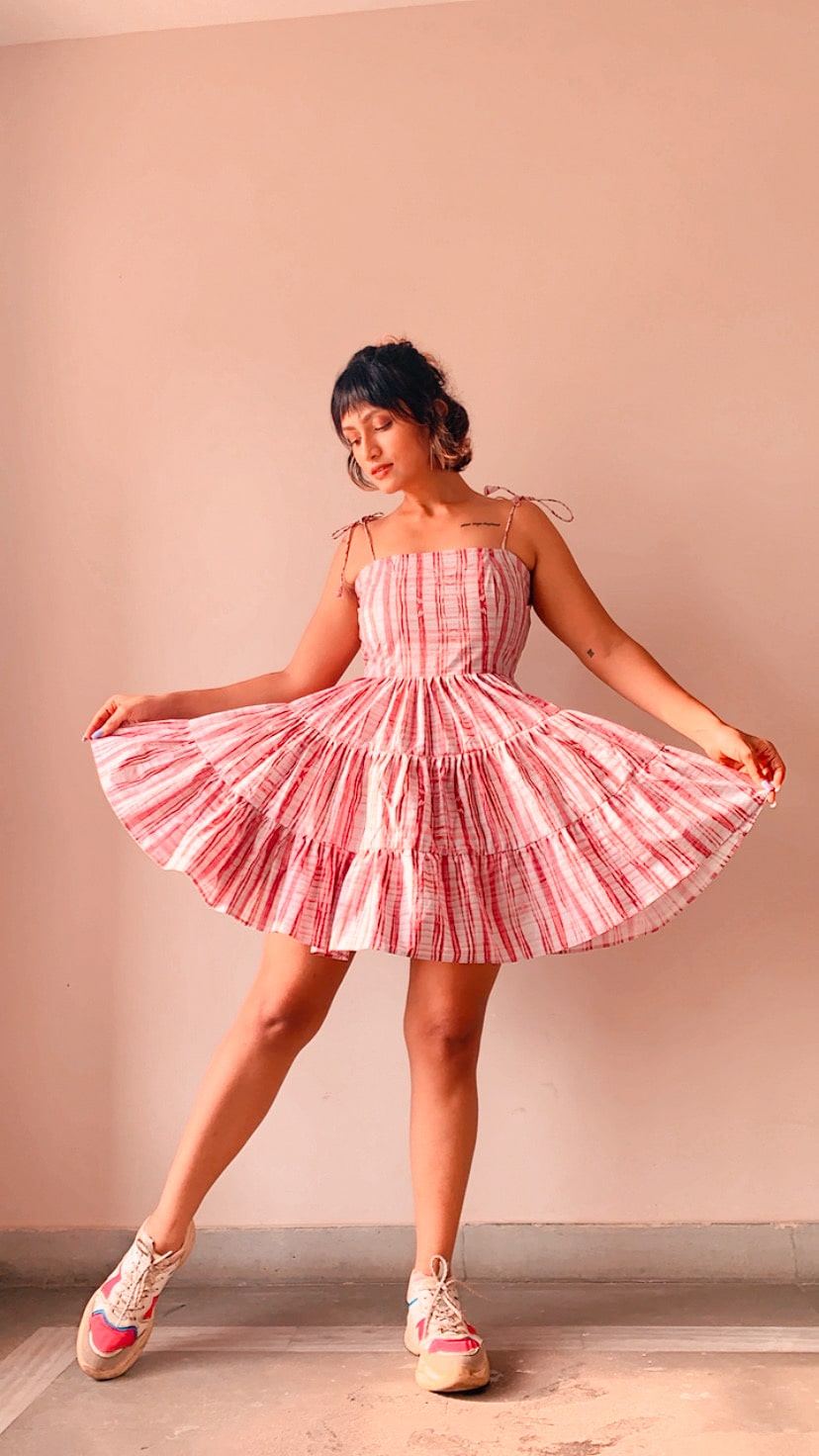 MOTION THROUGH DIRTY PINK DRESS