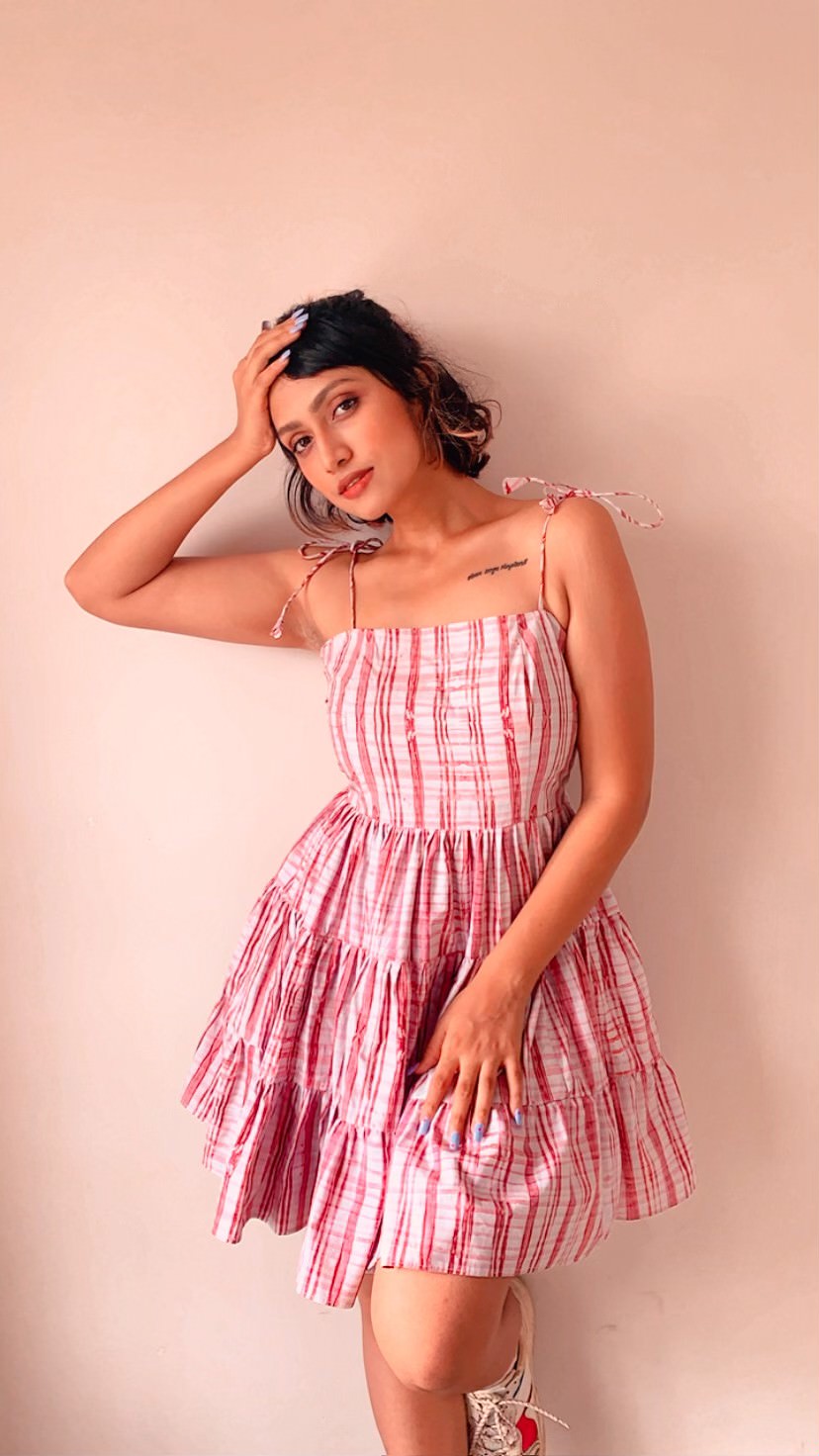 MOTION THROUGH DIRTY PINK DRESS