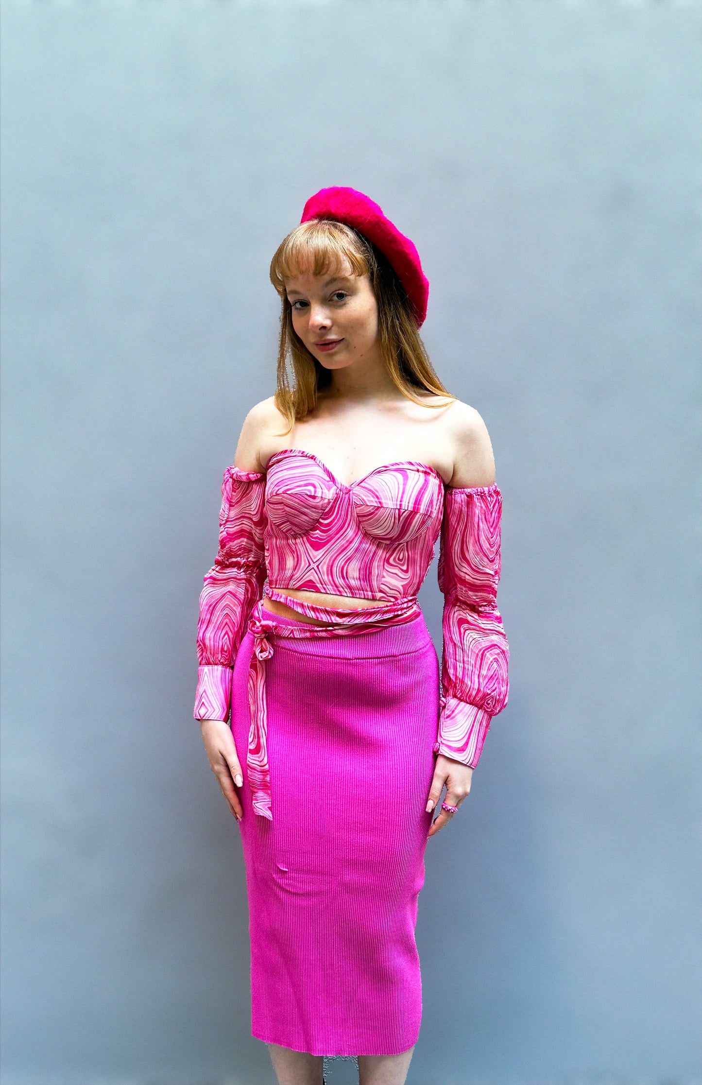 PINK CORSET TOP BACK TIE